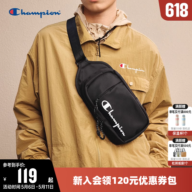 Champion冠军胸包女休闲单肩包运动腰包情侣斜挎包男时尚户外