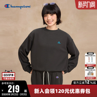 Champion冠军卫衣女2026春季新款纯色休闲简约logo打底圆领上衣潮