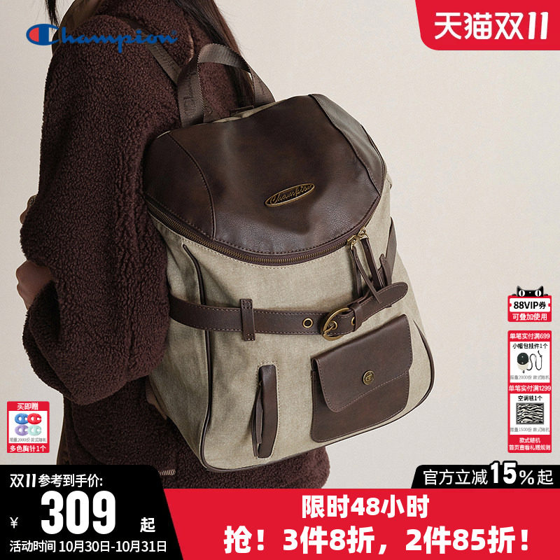 Champion冠军复古潮流水桶双肩包