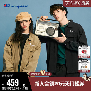 Champion冠军夹克女25秋新款 刺绣拉链草写logo情侣运动休闲外套男