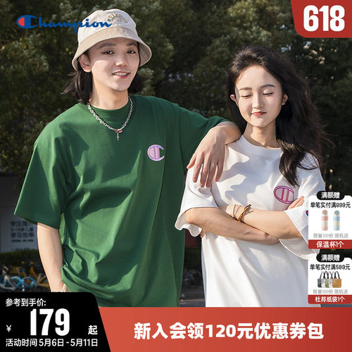 Champion冠军刺绣短袖T恤情侣