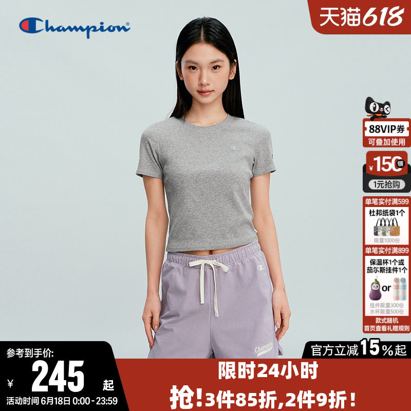Champion冠军短款圆领短袖T恤女