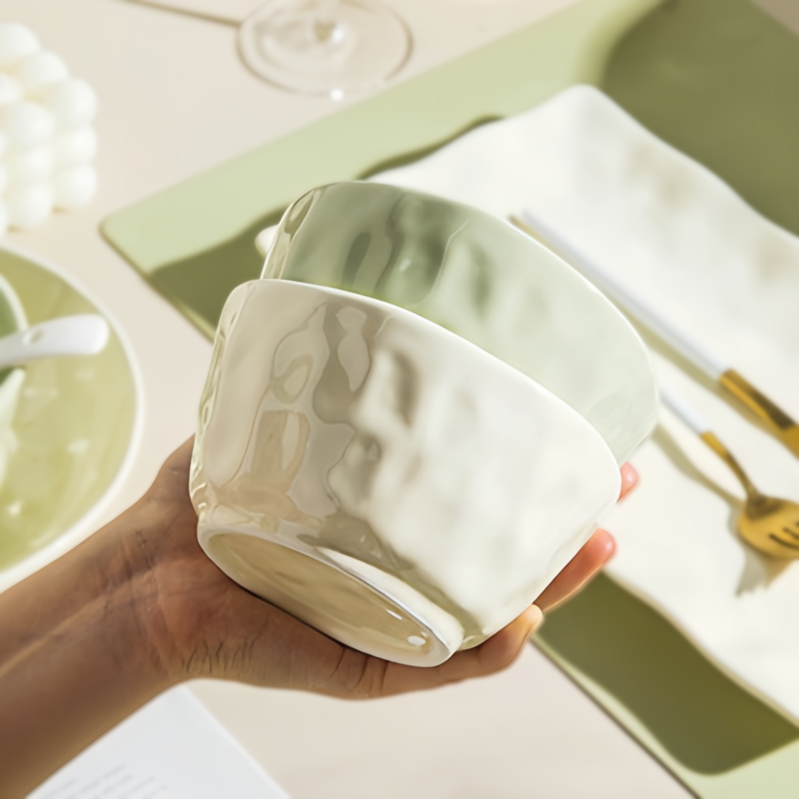 釉下彩奶油风陶瓷碗餐具小清新