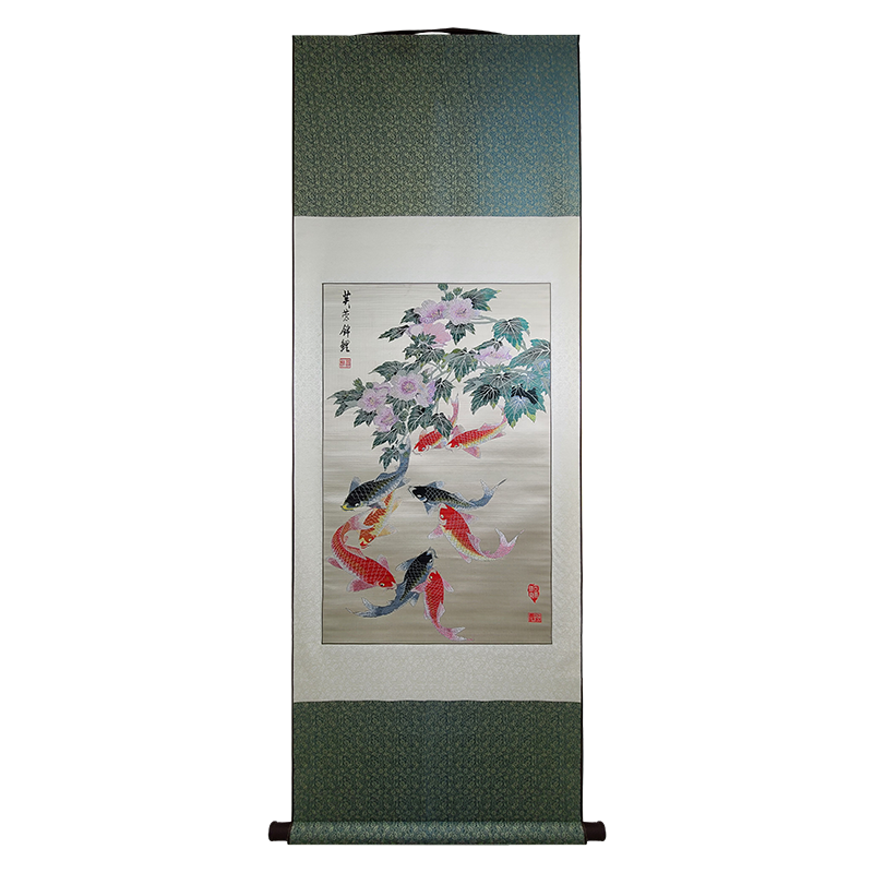 蜀锦非遗蜀特挂画包邮芙蓉鲤鱼