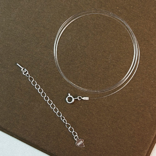 s925纯银人鱼泪无弹力鱼线银管扣延长链5CMDIY配件串珠线半成品