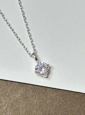 【长期主义】露丝同款 爆闪 S925纯银单钻四爪项链百搭超闪锁骨链