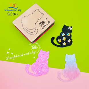 SC86可爱小猫刀模手工DIY儿童发饰Sizzix压花机通用模板