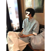 MAMMJUDX复古衬衫 上衣 男装 男夏装 港风学生宽松小众设计感趣味新款