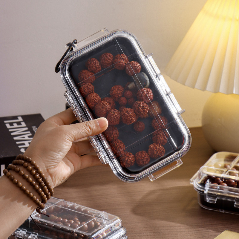 文玩手串专用收纳盒透明亚克力防潮密封罐沉香佛珠核桃存放养珠盒
