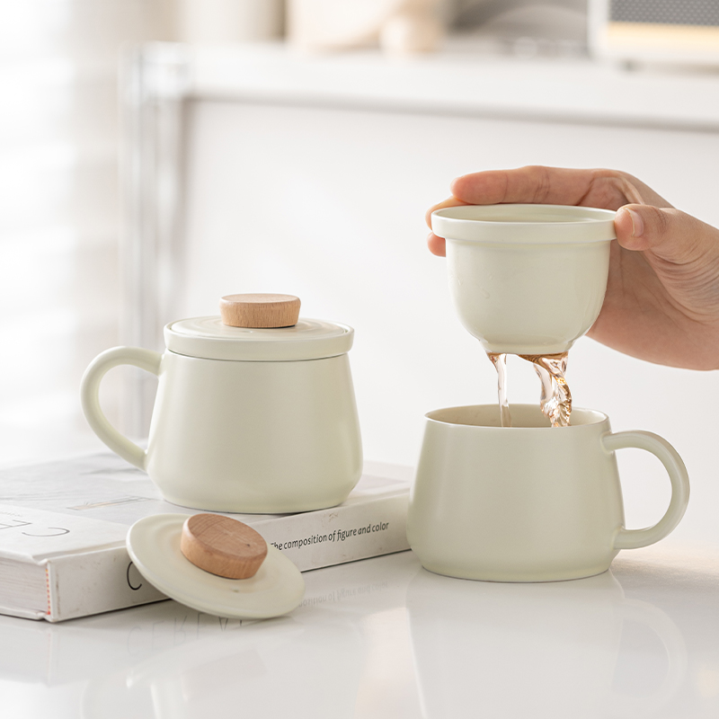 泡茶杯茶水分离马克杯个人专用陶瓷茶咖杯办公室水杯高颜值伴手礼