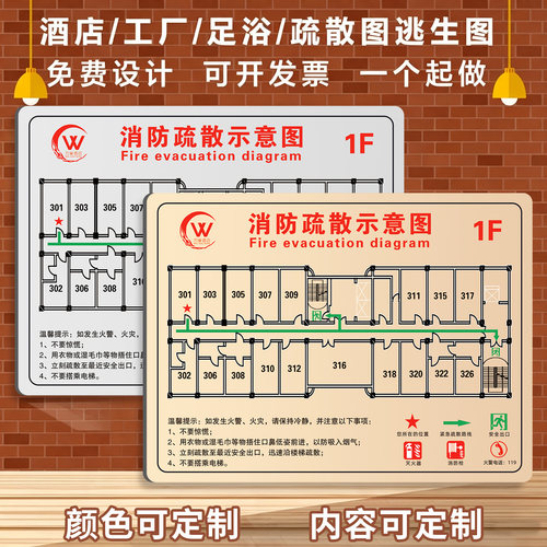 亚克力消防疏散示意图逃生示意图