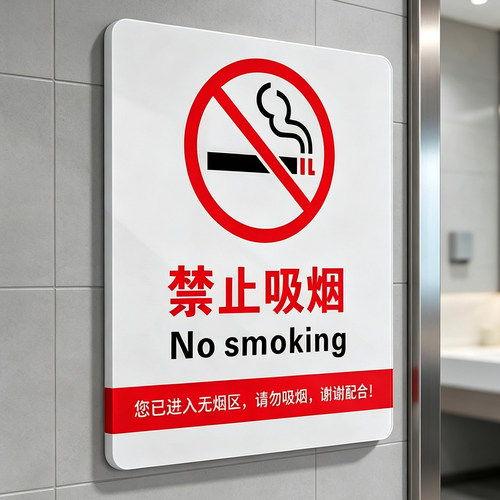 禁止吸烟提示牌亚克力无烟区标识