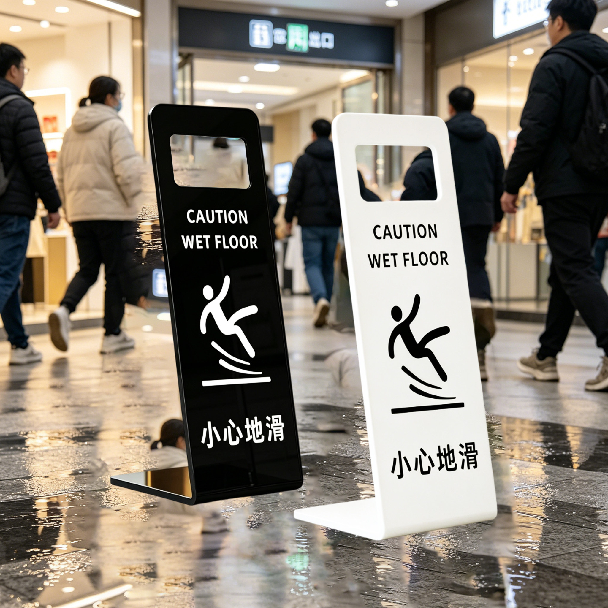 【加厚亚克力】小心地滑立牌