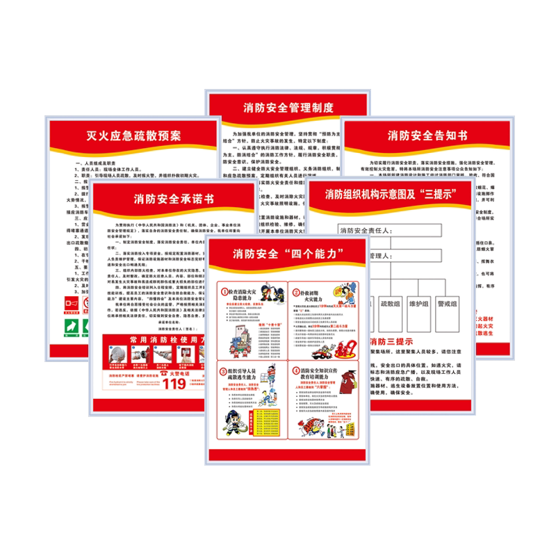 消防安全管理制度贴纸上墙牌全套