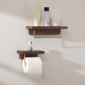 宅里黑胡桃木壁挂厨房纸巾架创意免打孔厕所卫生间卷纸手机置物架