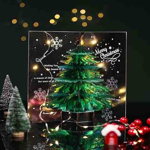 圣诞贺卡立体圣诞树卡片christmascard圣诞节明信片3d手写diyc8