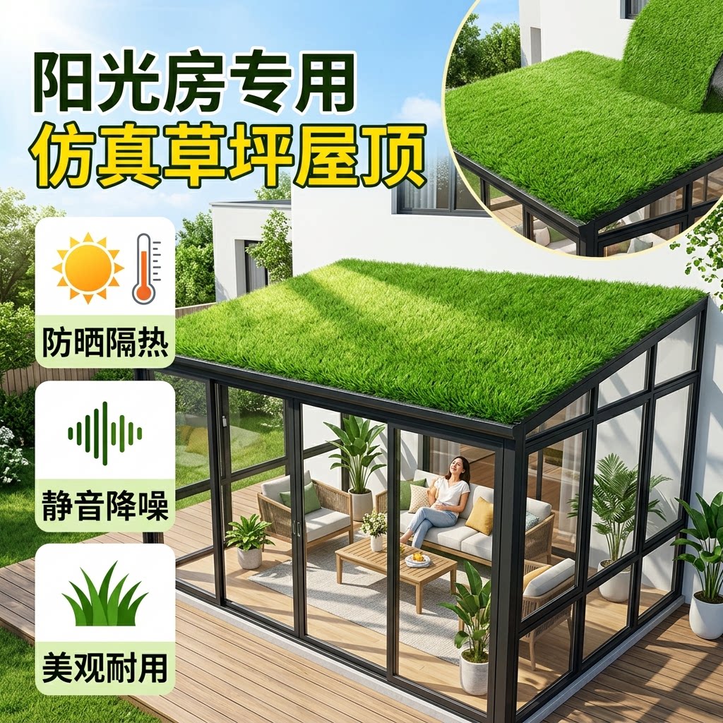 【阳光房隔热静音降噪】仿真草坪图片