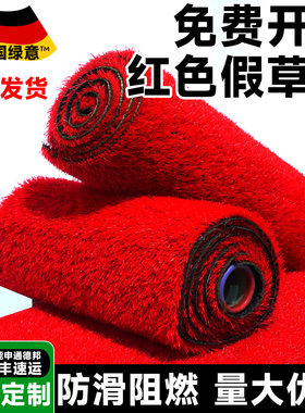仿真草坪地毯人造人工草皮红色户外装饰假草皮幼儿园草坪草地仿真