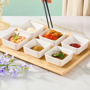 陶瓷调味碟子家用饺子蘸料碟纯白高级小盘子酒店餐厅小凉菜碟餐具