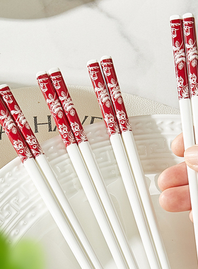 陶瓷筷子2025新款家用红色喜庆酒店优质高档防霉防滑耐高温专用筷