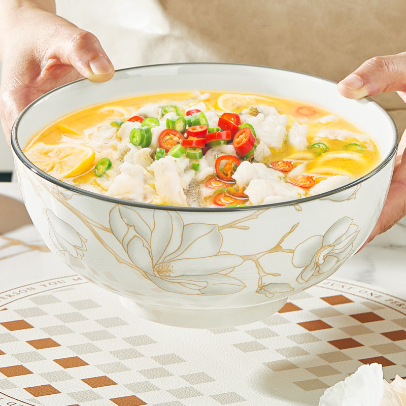 陶瓷大汤碗家用2025新款高颜值中式大容量酸菜鱼大号加厚防烫汤盆,餐饮具,碗,淘宝优惠券,粉丝福利购,淘宝优惠卷
