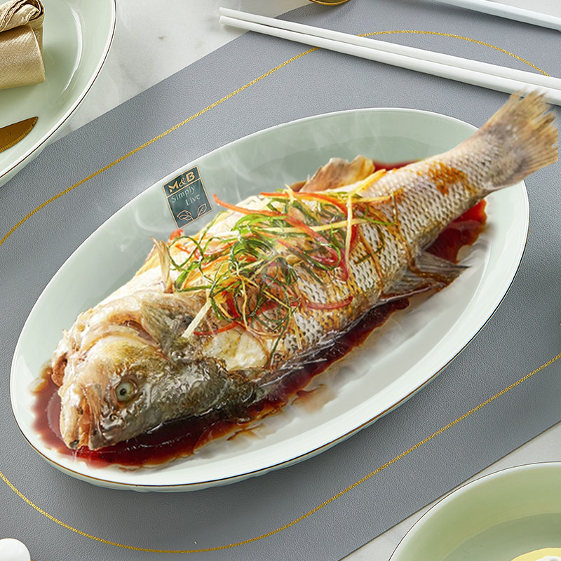 陶瓷鱼盘家用蒸鱼大盘子2025新款简约高级感可微波大容量创意鱼盘,餐饮具,盘,淘宝优惠券,粉丝福利购,淘宝优惠卷