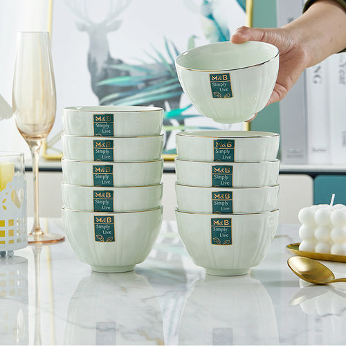 碗家用2024新款加厚防烫可微波简约时尚好看的陶瓷碗盘碟组合餐具