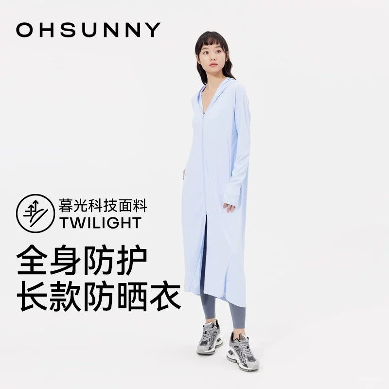 ohsunny女神中长款防晒衣女春夏户外运动原纱全身防护透气防晒服图片