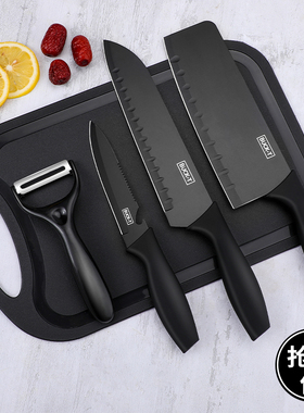 德黑刃菜刀菜板二合一案板刀具水果刀家用套装组合厨刀厨具全套国