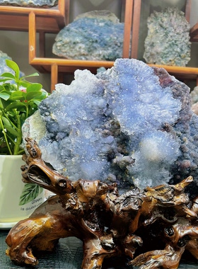 暗系多宝六顺花异象水晶大型摆件