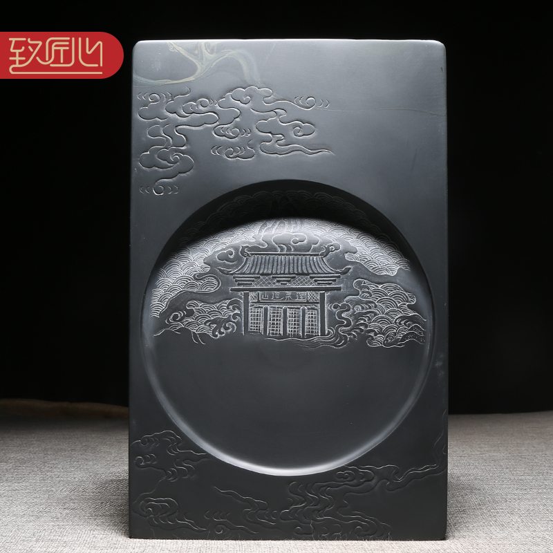 匠心非遗歙砚名师许亚祥《蓬莱瑞海神兽》天然原石收藏礼品文房大气高档摆件龙尾山老坑黑龙尾籽料四大名砚