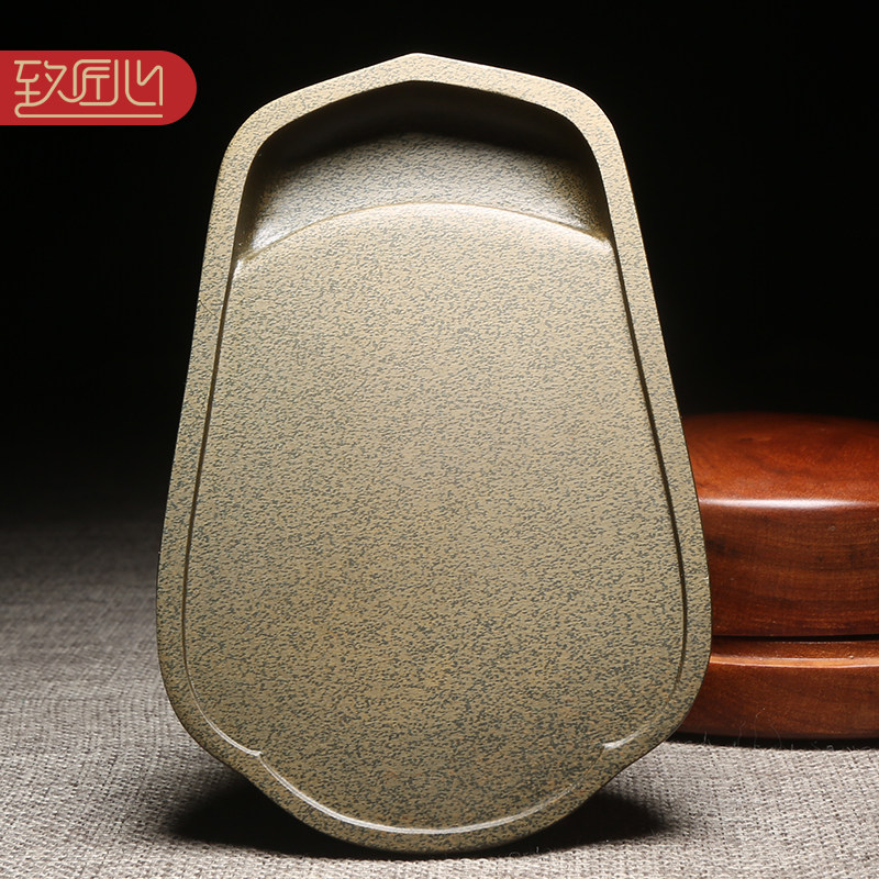 匠心非遗手工作品《如意砚》歙砚原石手工雕刻砚台端砚老坑文房四宝老坑黄鱼籽砚台鱼子砚收藏送礼佳品