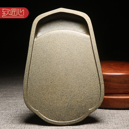 匠心非遗手工作品《如意砚》歙砚原石手工雕刻砚台端砚老坑文房四宝老坑黄鱼籽砚台鱼子砚收藏送礼佳品