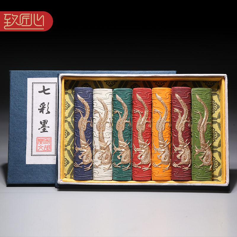 十二彩龙集锦工笔写意花鸟徽墨