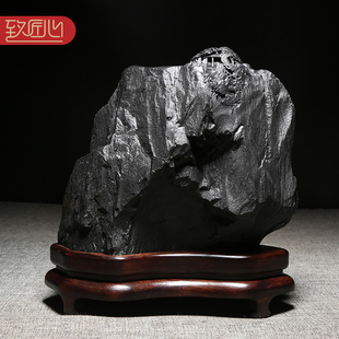 匠心非遗歙砚名师精手工雕刻作品《高山仰止》老坑原石黑龙尾天然砚台文房收藏大气高档摆件送礼佳品礼盒