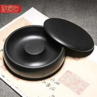 匠心非遗《墨香四溢》大号实用墨海储存墨汁砚台墨池 对联用大墨海 天然原石制作带盖砚台文房四宝