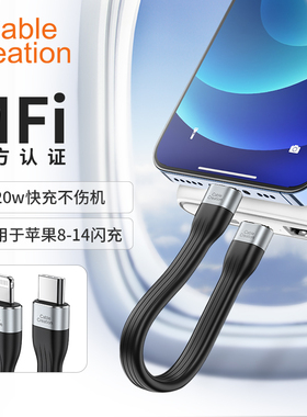 PD快充线mfi认证20w短便携typec转lightning充电宝数据线GEN2双头Typectoc适用苹果iphone15pro14iPad13手机