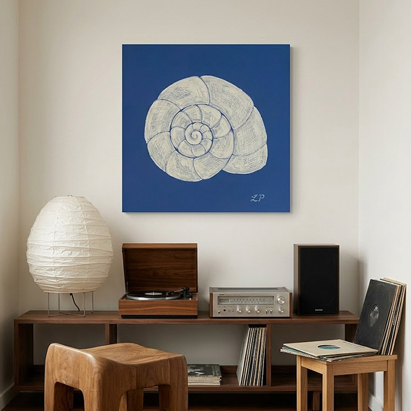 【深蓝】贝壳植物中古小众装饰画
