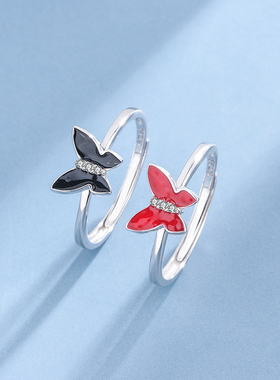 小巧日韩风百搭镶钻礼物蝴蝶戒指