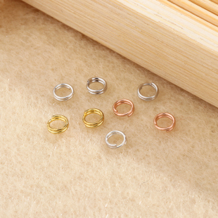 靓翁翁 DIY饰品项链修接圈配件S925纯银手链搭连接双层开口圈材料