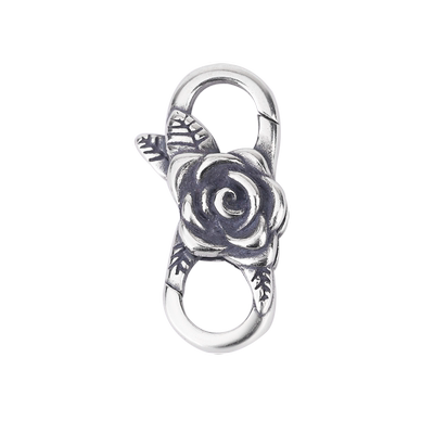 靓翁翁S925纯银双开头玫瑰花扣头