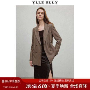YLLE ELLY/衣衫妙影复古双排扣西服女2026春新款长袖直筒西装外套