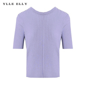 妙影圆领短袖 2026夏季 新款 YLLE 直筒针织衫 衣衫 修身 条纹t恤 ELLY