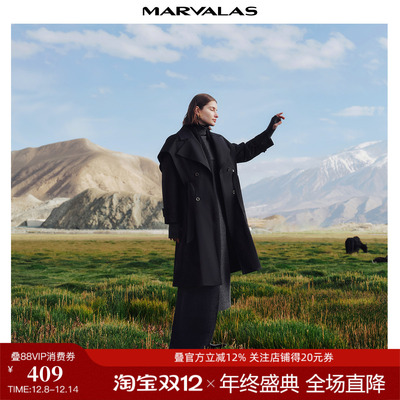 曼德诗通勤披肩领羽绒服