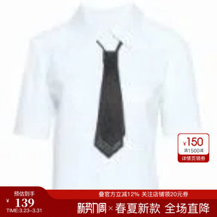 撞色领带衬衫 妙影短袖 夏季 新款 YLLEELLY 通勤衬衫 衣衫