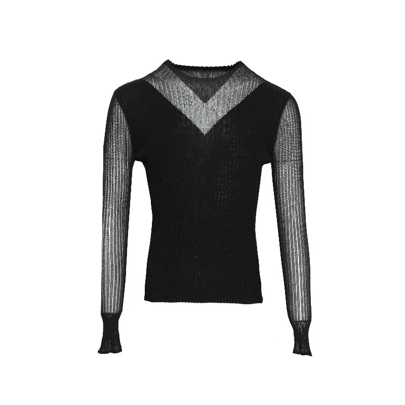 曼德诗莱赛尔棉套头衫2026春季新款桑蚕丝V领亲肤修身弹力针织衫