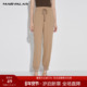 曼德诗时尚 九分 百搭运动裤 休闲裤 女2024夏松紧高腰醋酯通勤束脚裤