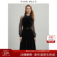 ELLY 蕾丝拼接长袖 衣衫 新款 小黑裙 妙影收腰连衣裙女2025春季 YLLE