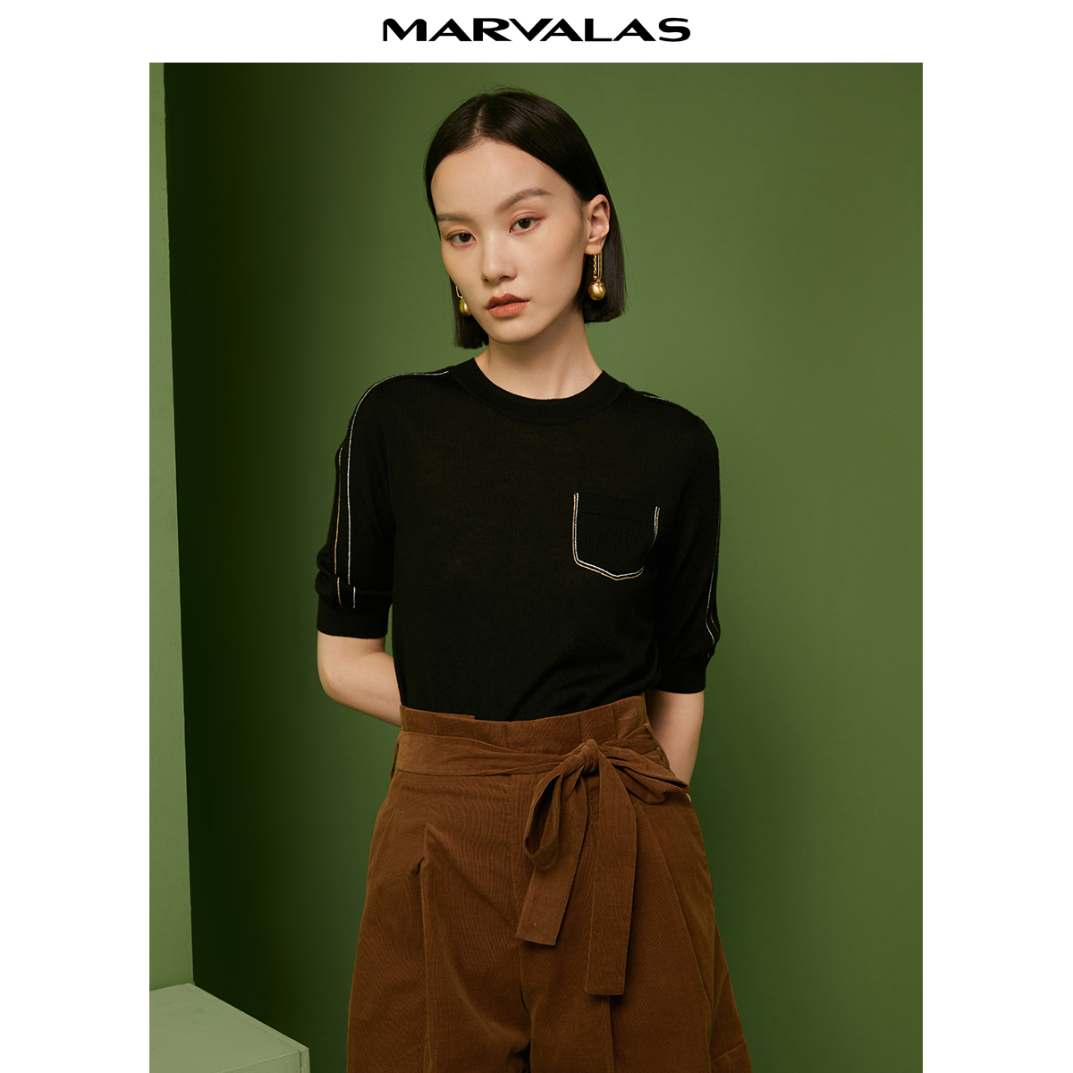 曼德诗绵羊毛套头衫圆领