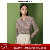 新品 曼德诗格纹衬衫 女2024秋季 高级感衬衣通勤风雪纺上衣内搭衬衣